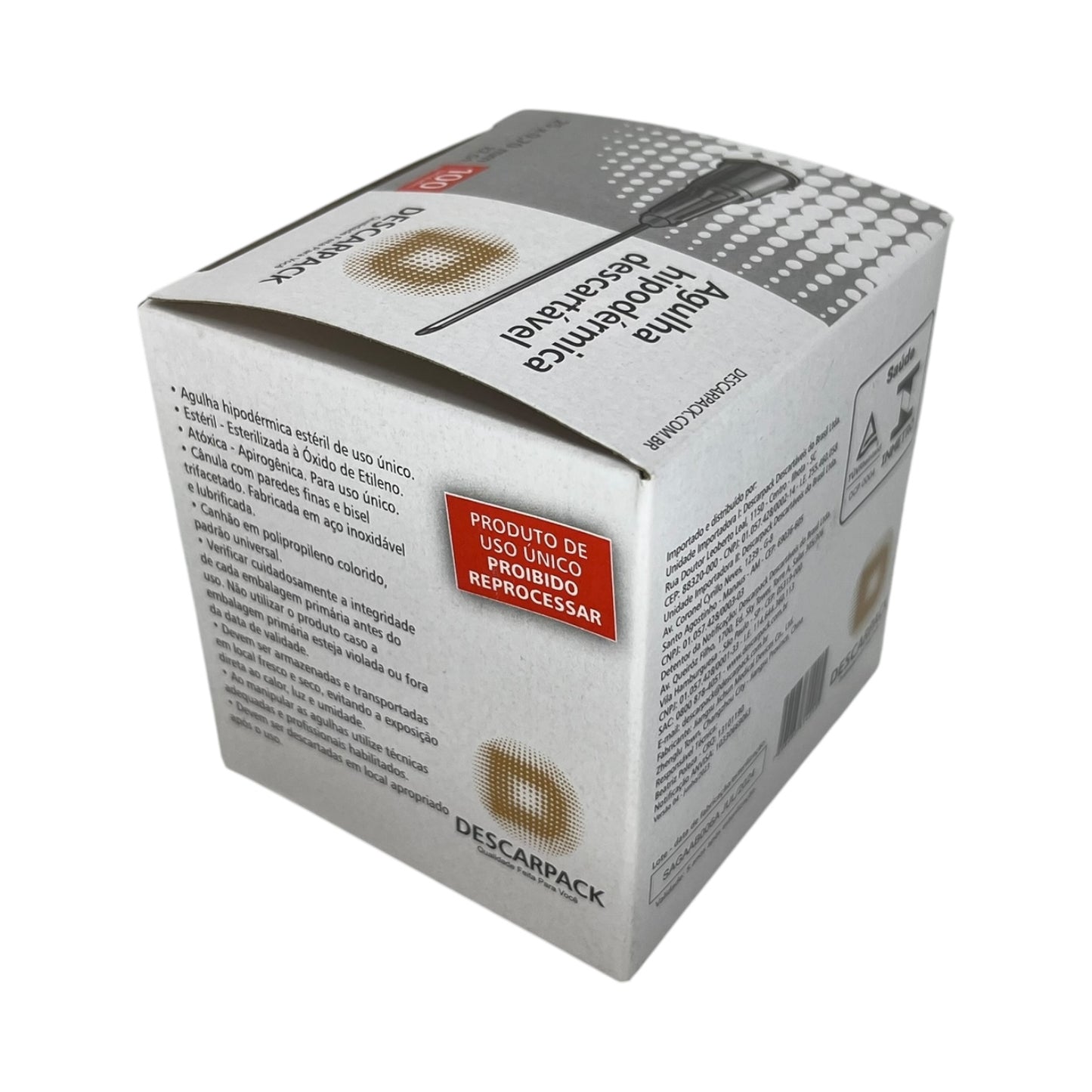 Agulha Hipodérmica 25x70 Caixa c/100 Descarpack
