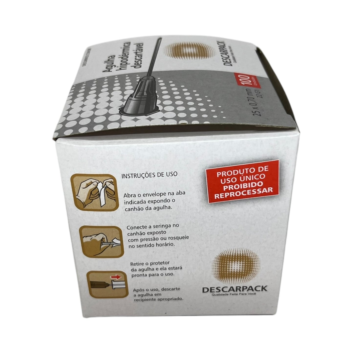 Agulha Hipodérmica 25x70 Caixa c/100 Descarpack