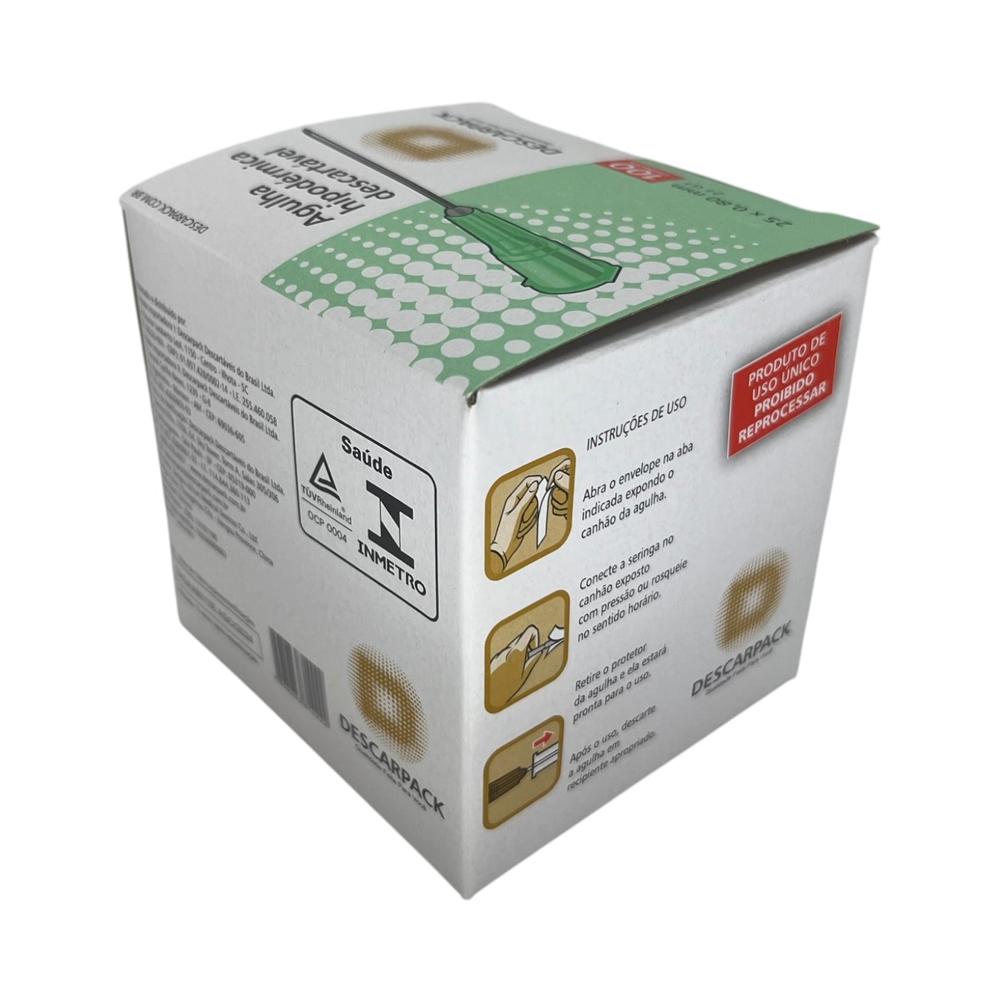Agulha Hipodérmica 25x80 Caixa c/100 Descarpack