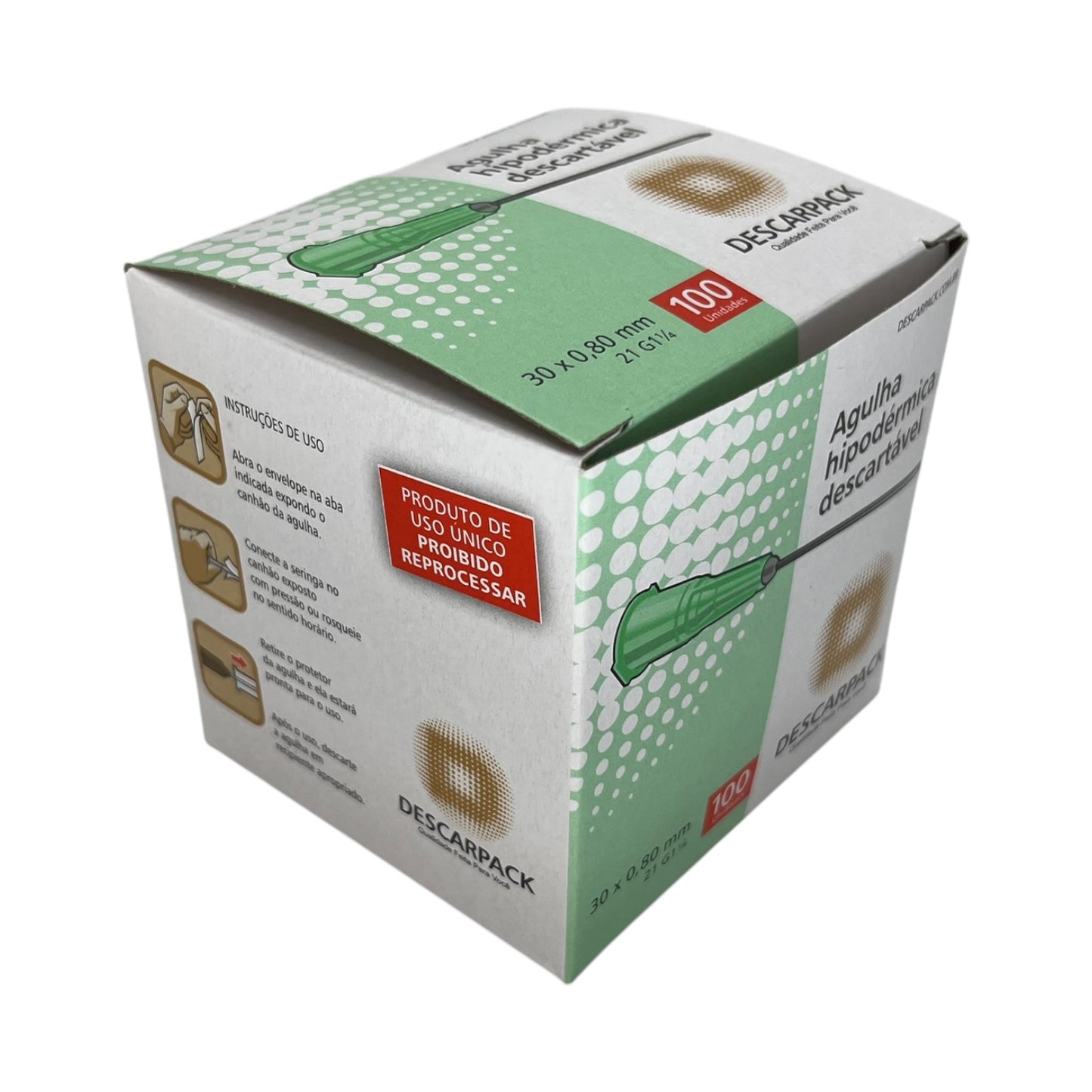 Agulha Hipodérmica 30x80 Caixa c/100 Descarpack