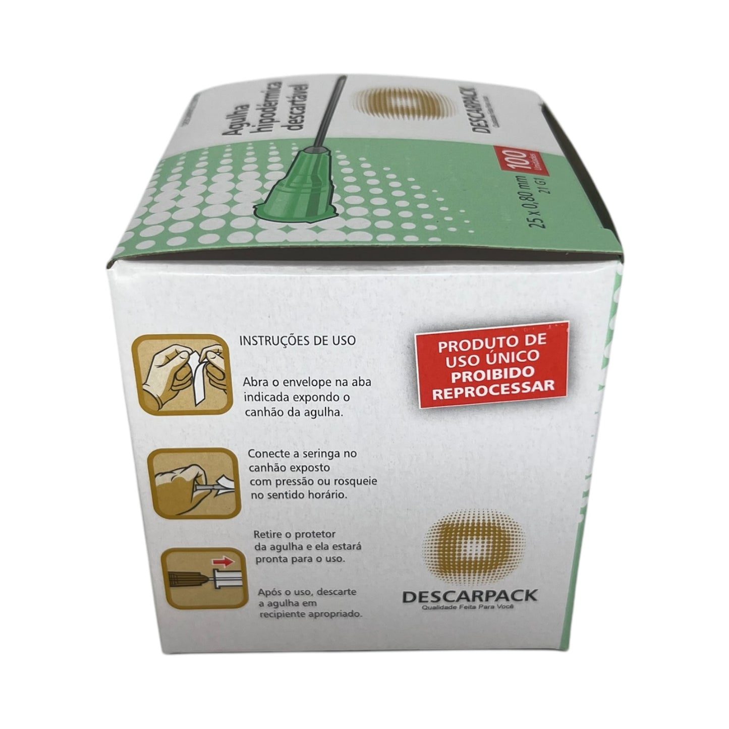 Agulha Hipodérmica 25x80 Caixa c/100 Descarpack