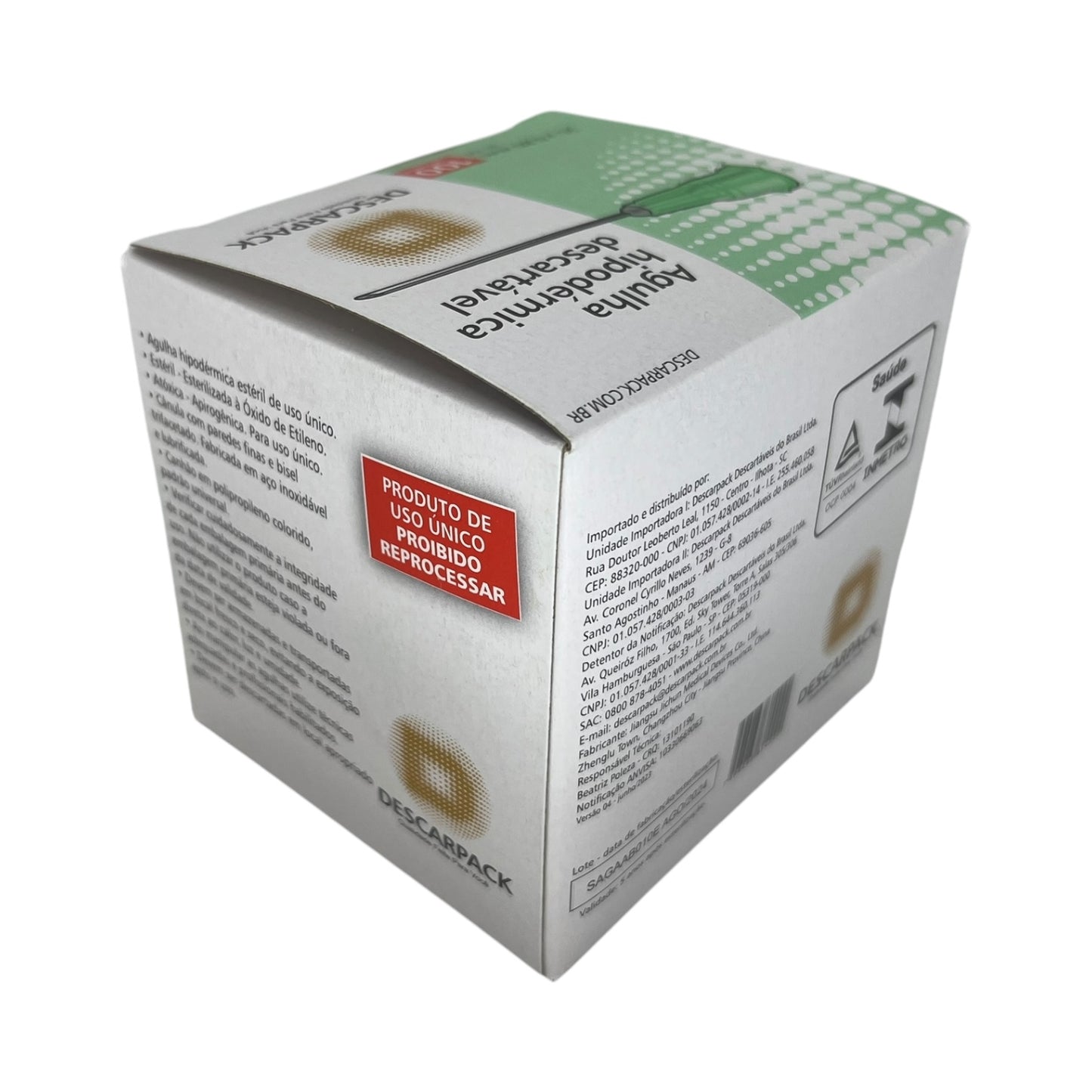 Agulha Hipodérmica 25x80 Caixa c/100 Descarpack