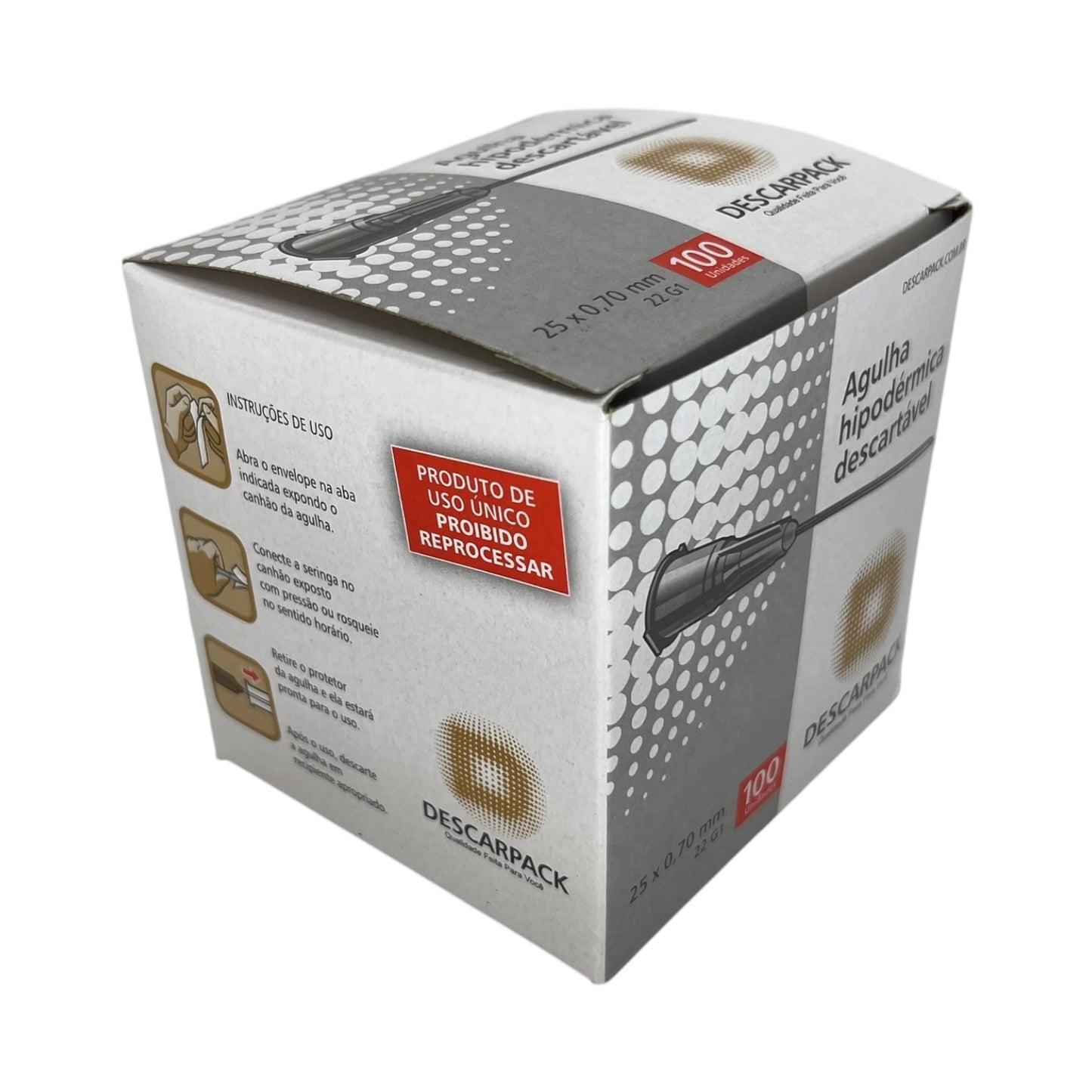 Agulha Hipodérmica 25x70 Caixa c/100 Descarpack