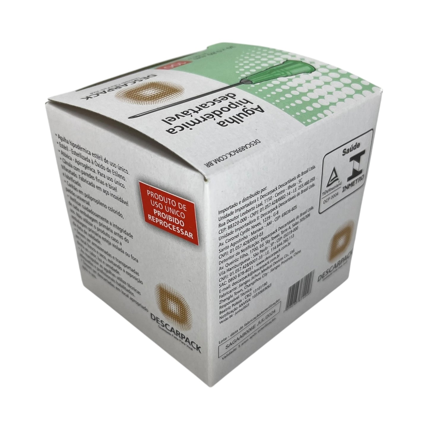 Agulha Hipodérmica 30x80 Caixa c/100 Descarpack