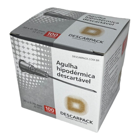 Agulha Hipodérmica 30x70 Caixa c/100 Descarpack