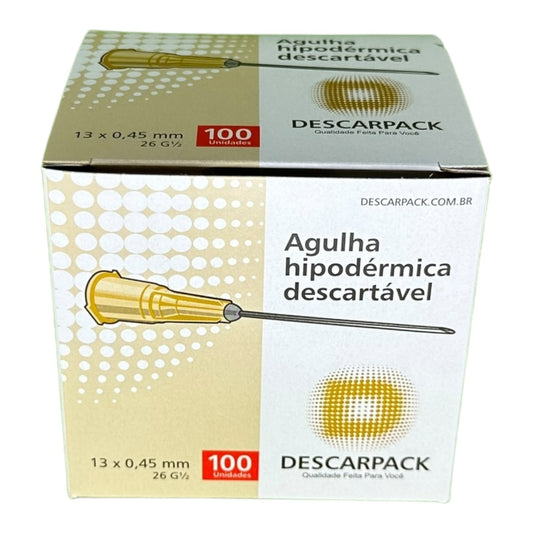Agulha Hipodérmica 13x45 Caixa c/100 Descarpack