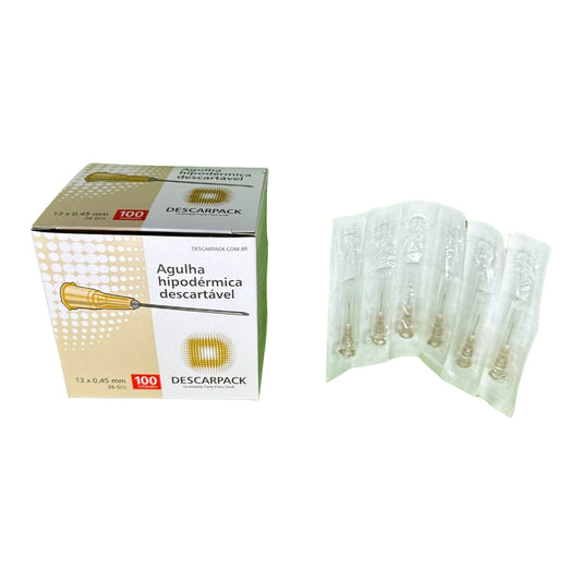 Agulha Hipodérmica 13x45 Caixa c/100 Descarpack