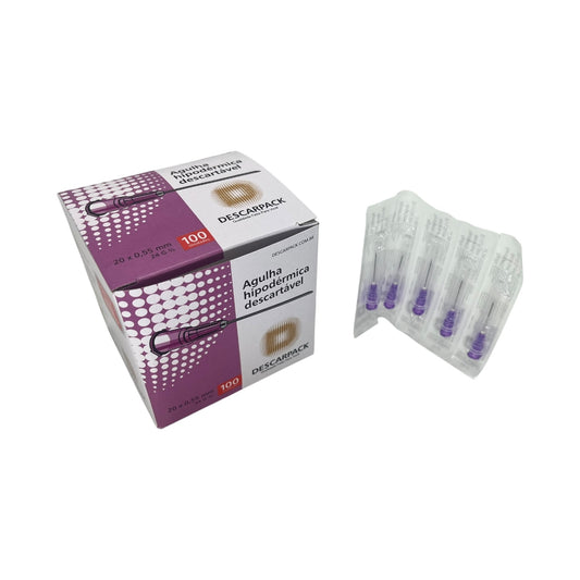 Agulha Hipodérmica 20x55 Caixa c/100 Descarpack