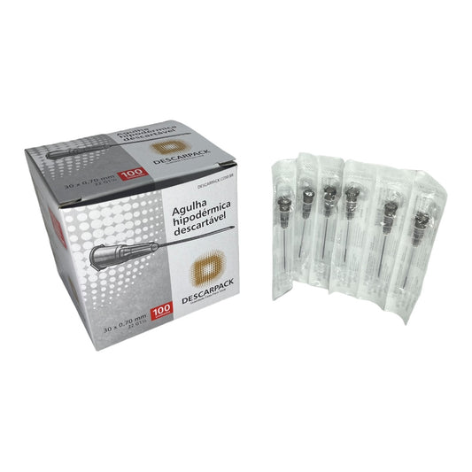 Agulha Hipodérmica 30x70 Caixa c/100 Descarpack