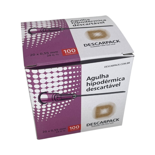 Agulha Hipodérmica 20x55 Caixa c/100 Descarpack