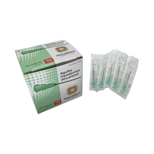 Agulha Hipodérmica 30x80 Caixa c/100 Descarpack